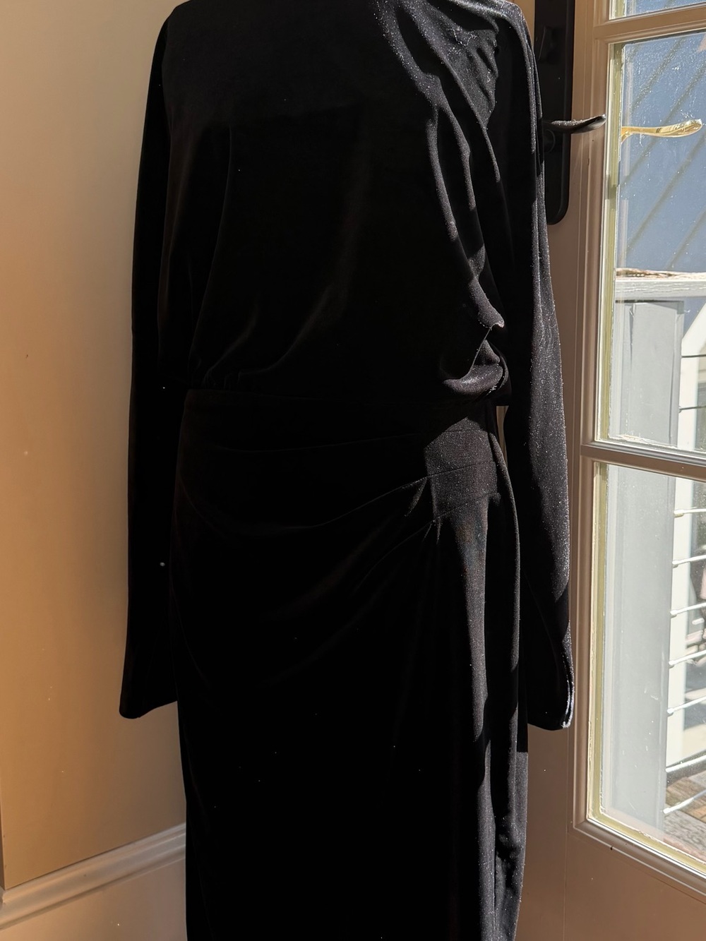 NWT-Ralph Lauren Black Velvet Dress with Slit Sleeve